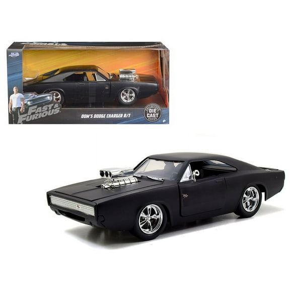 Dom's 1970 Dodge Charger R/T Matt Black Fast & Furious" Movie 1/24 Diecast Model Car by Jada "