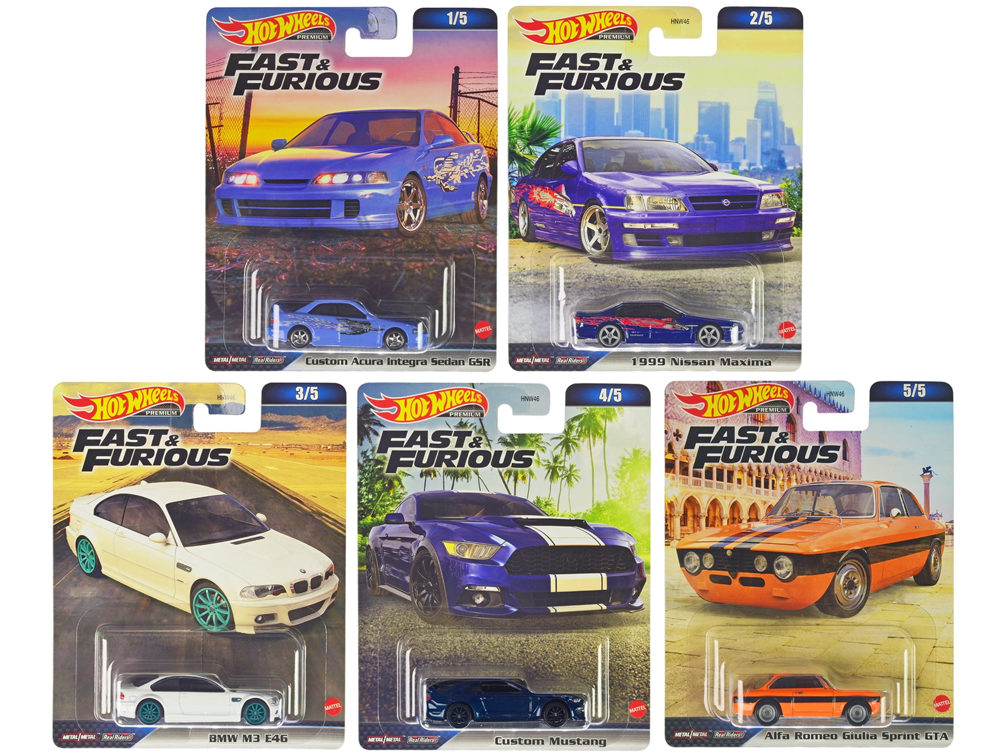 Diecast "Fast & Furious" 2023 5 piece Set C Diecast Model Cars by Hot Wheels