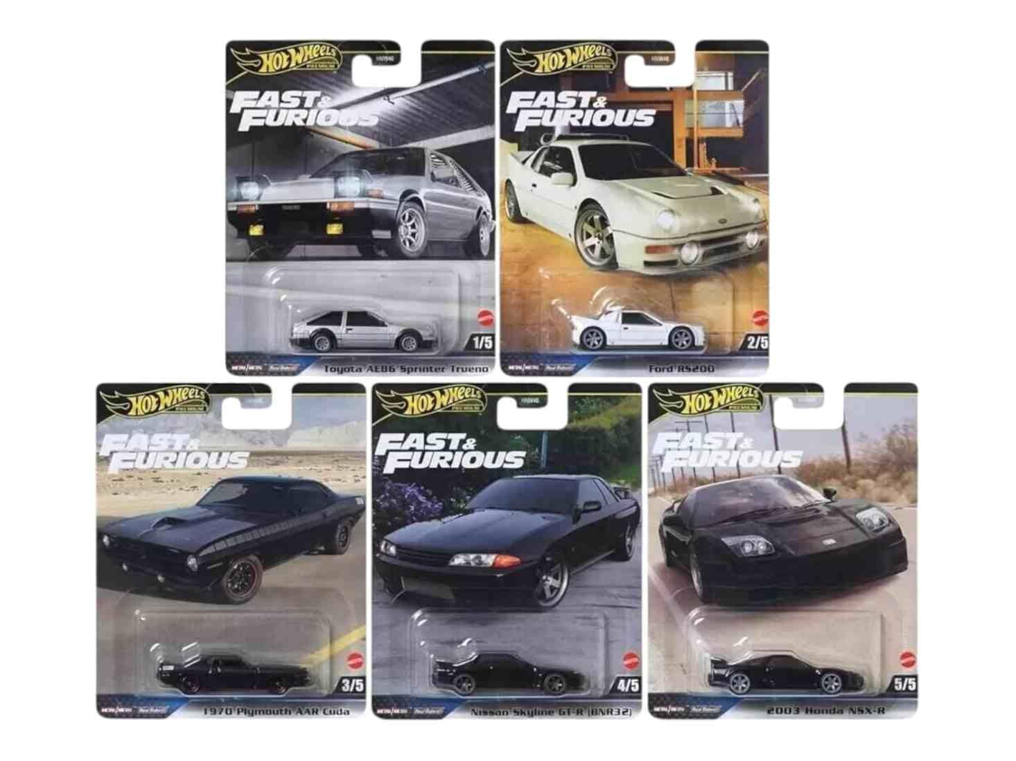 Hot Wheels Fast & Furious Die-Cast Cars Collection Set of 5 HNW46-956E