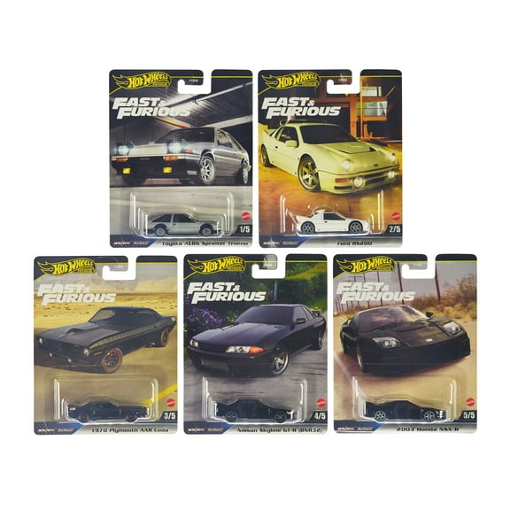 Diecast "Fast & Furious" 2024 5 piece Set E Diecast Model Cars by Hot Wheels