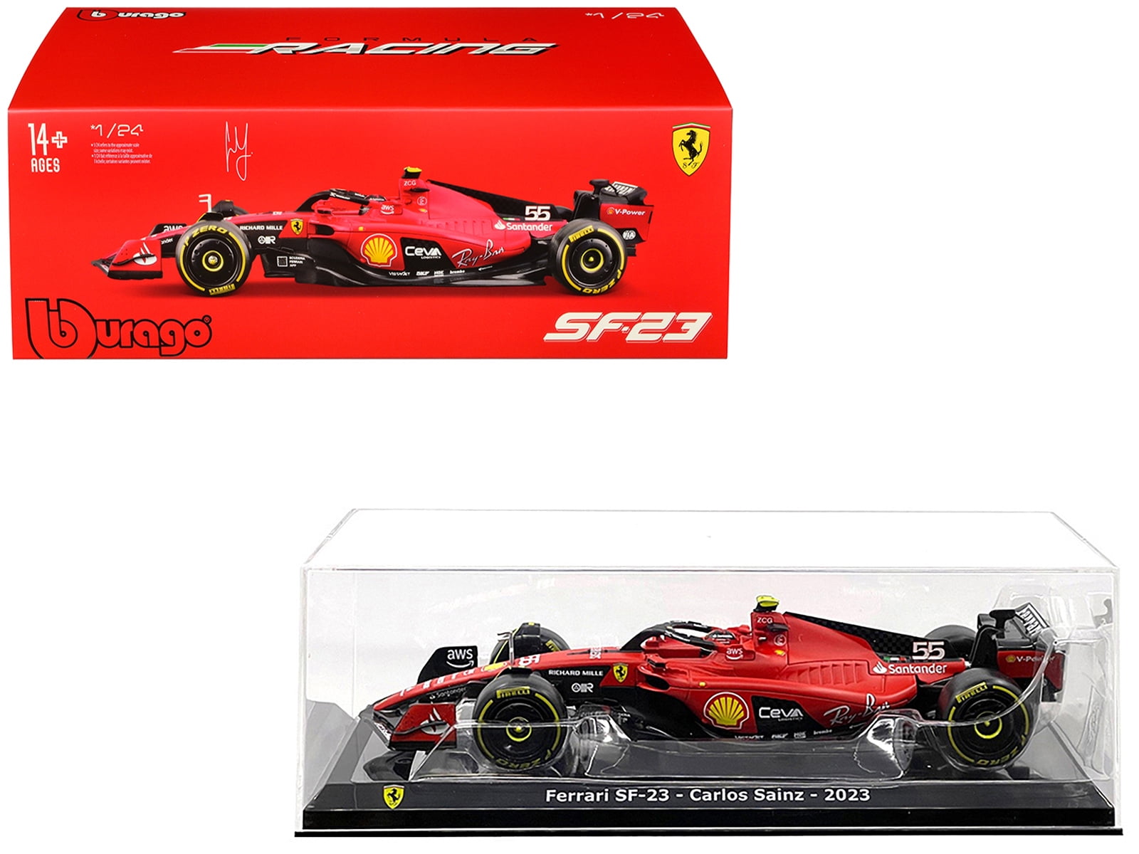 Diecast Ferrari SF23 55 Carlos Sainz Formula One F1 World