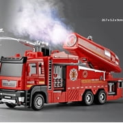 Diecast Fire Truck Toy, Realistic Rescue Fire Vehicle with Water Spray Function, Light & Music Siren, Simulation Sprinkler Truck Collection Toy, Gift for Kids Boys Girls