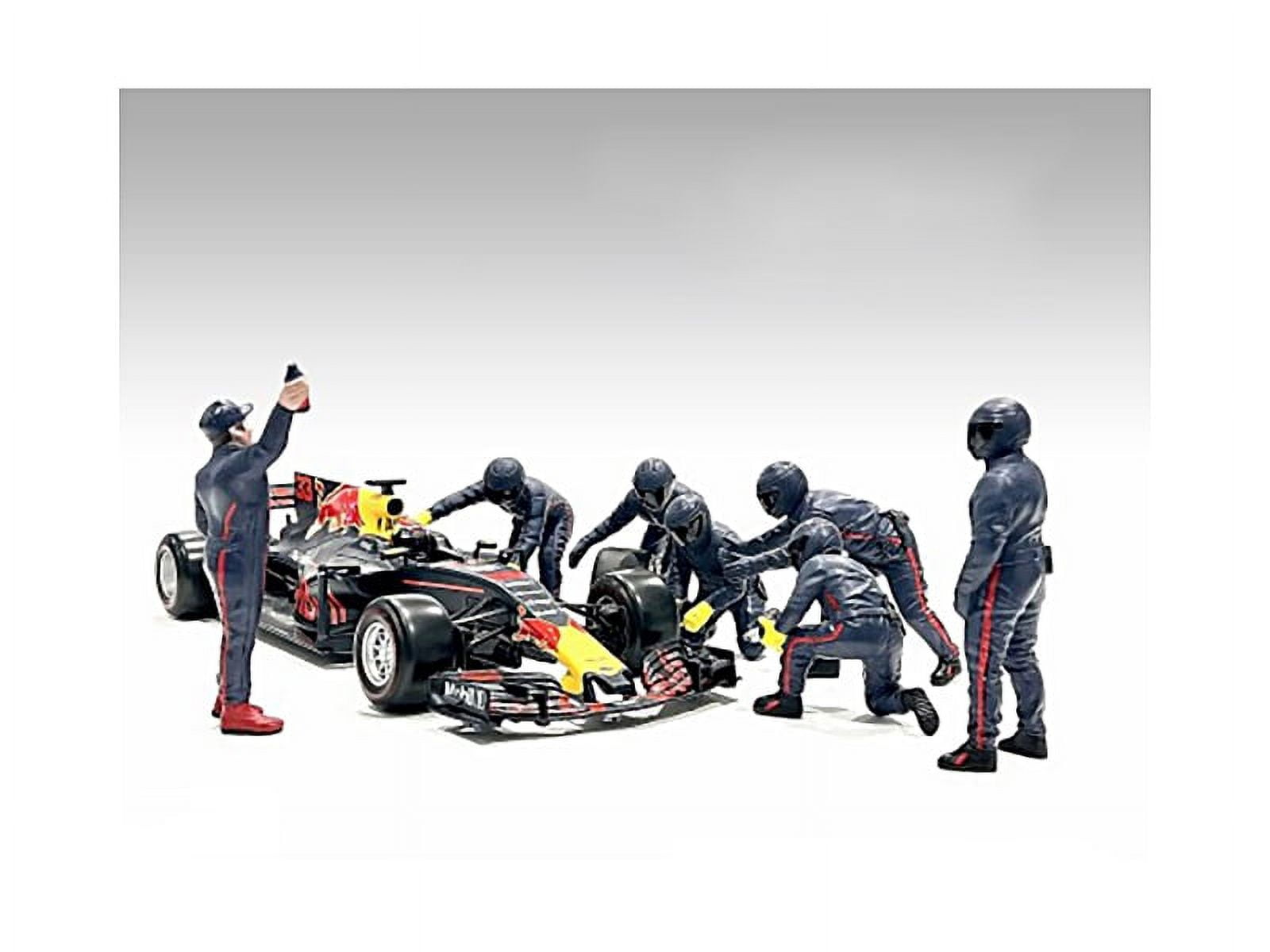 Diecast Formula One F1 Pit Crew 7 Figure Set Team Blue Release III for 1/43  Scale Models by American Diorama 