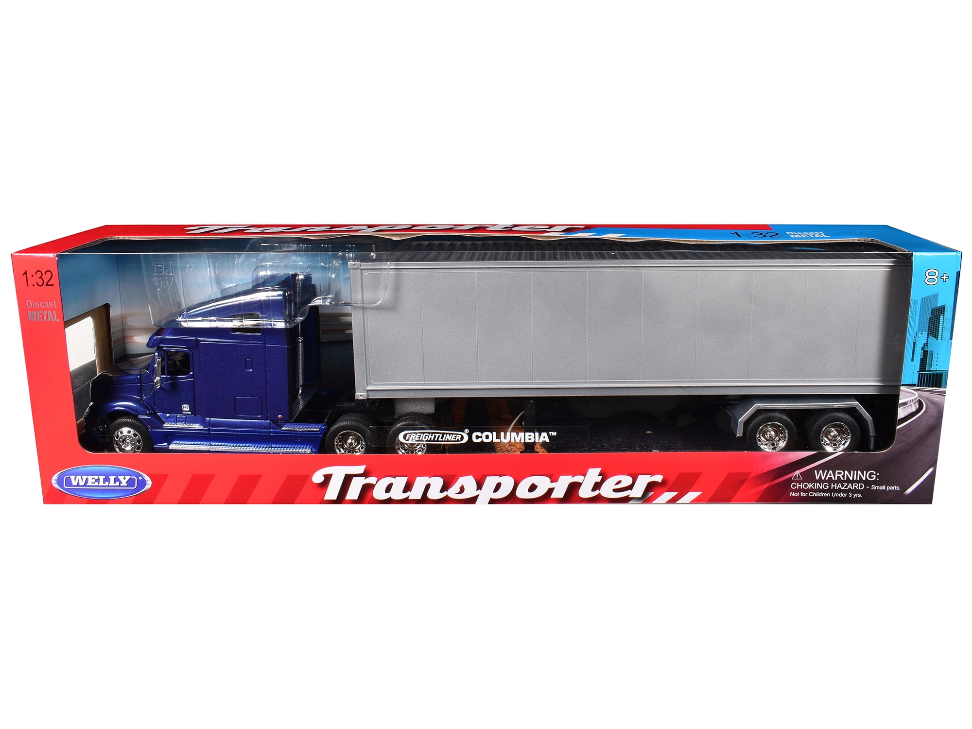 Freightliner Columbia Truck Blue with Gray Container 1/32 Diecast  display picture 1