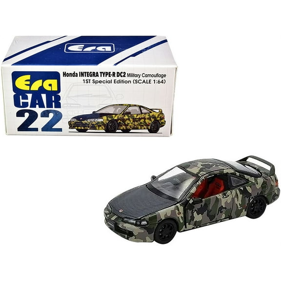 Honda Integra Type-R DC2 Military Camouflage with Carbon Hood "Special Edition" 1/64 Diecast Model Car by Era Car