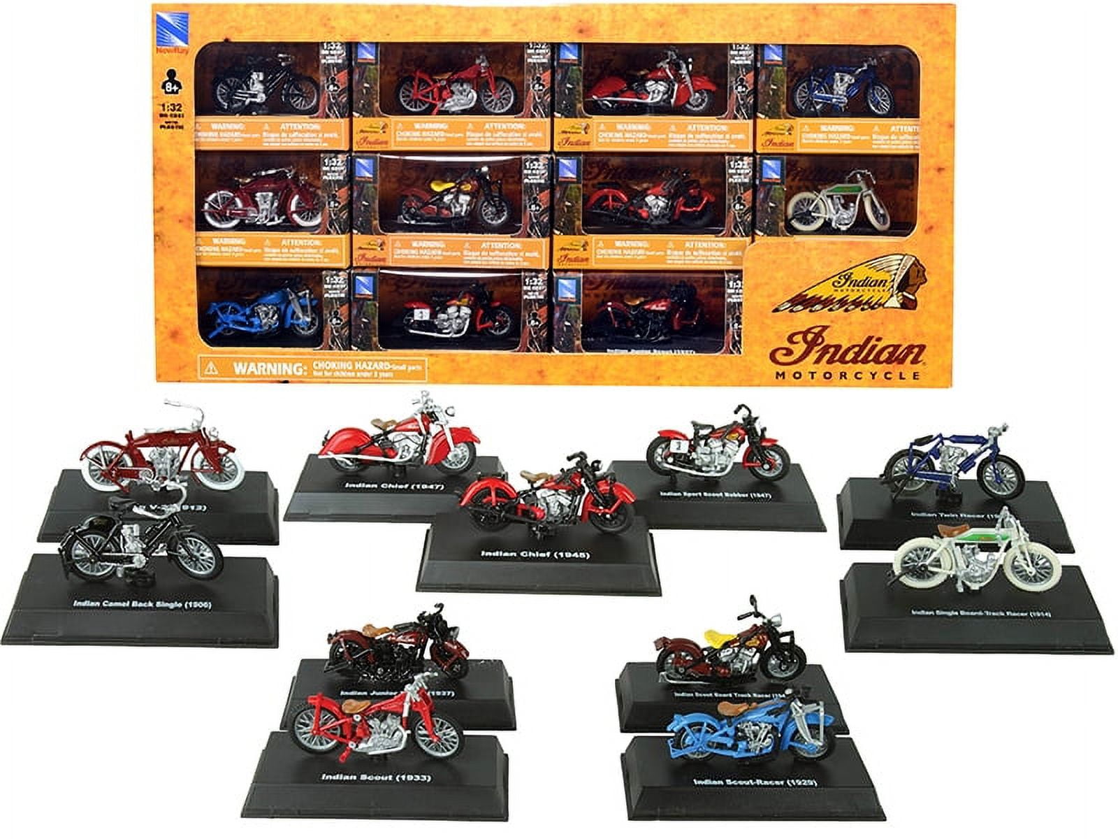 New Ray Indian Motorcycle Diecast Models, 1/32 Scale, Set of New Ray Indian Motorcycle Diecast Models, 1/32 Scale, Set of