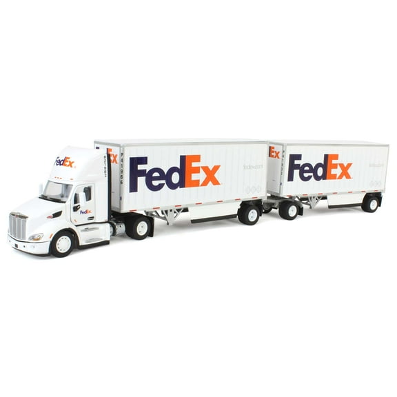 Diecast Masters 1/50 Limited Edition FedEx Peterbilt 579 Single Axle Day Cab w/ 2 Wabash 28 Pup Trailers 65191