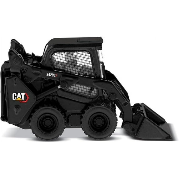 Diecast Masters 1:50 Scale Caterpillar 242D3 Skid Steer Loader + Attachment Accessories, Special Black Finish | High Line Series Cat Trucks & Construction Equipment | Diecast Collectible Model 85676BK