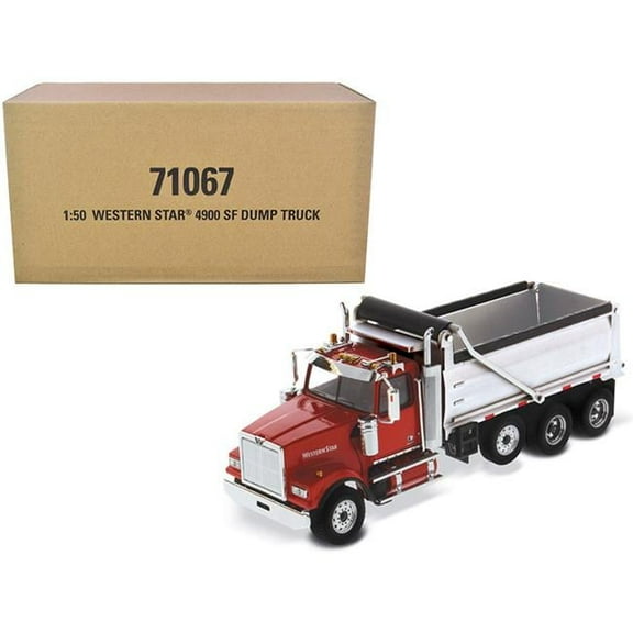 Diecast Masters 1-50 Scale Red & Silver Western Star 4900 SF Dump Truck Diecast Model
