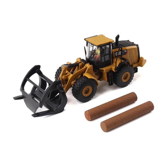 Diecast Masters 1/87 CAT 950G Wheel Loader with Fork and Wood Log 84661CS