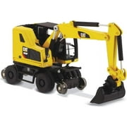 CAT Caterpillar M323F Railroad Wheeled Excavator & 3 Accessories Safety Yellow Version "High Line" 1/87 HO Scale Diecast Model by Diecast Masters