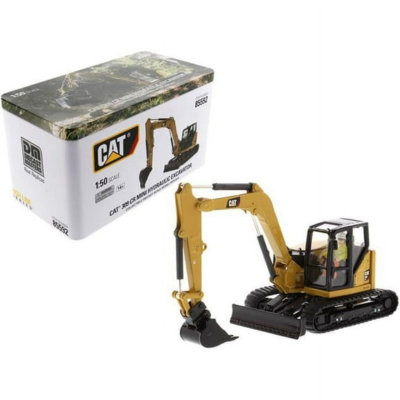 Diecast Masters  CAT Caterpillar 309 CR Next Generation Mini Hydraulic Excavator with Work Tools & Operator High Line Series 1-50 Diecast Model