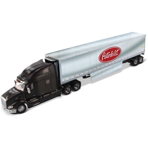 Diecast Masters Peterbilt Model 579 Tractor Truck - Legendary Black | Utraloft Tractor with 53 Refrigerated Van | Real Truck Specifications | 1:50 Scale Model Semi Trucks | Diecast Model 71071