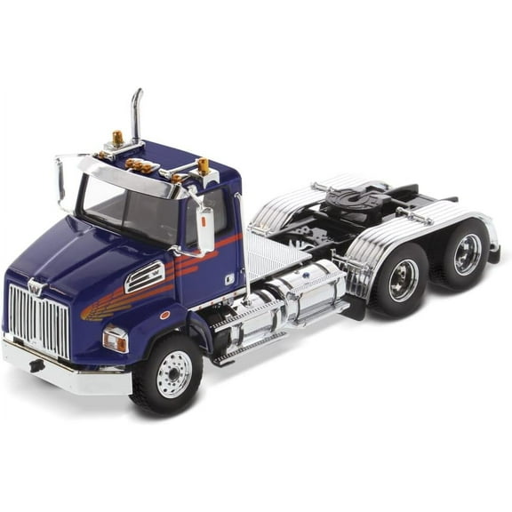 Diecast Masters Western Star 4700 SB Tandem Day Cab Truck-Tractor - Blue | Real Truck Specifications | 1:50 Scale Model Semi Trucks | Diecast Model byDM Diecast Masters 71039