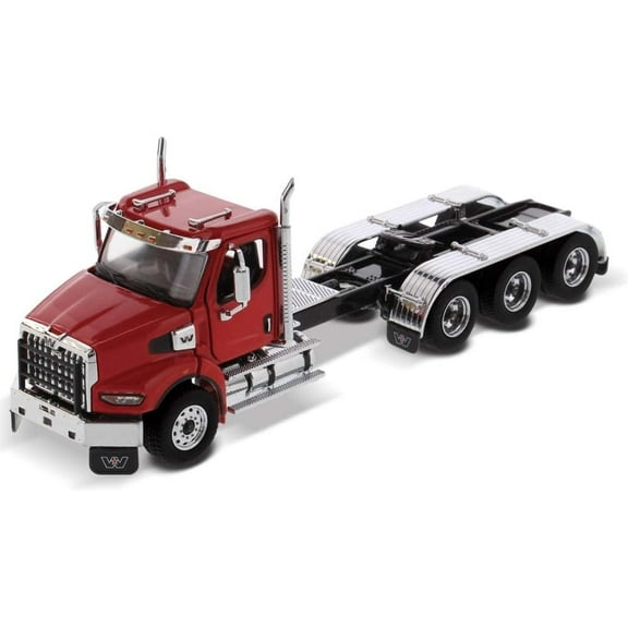 Diecast Masters Western Star 49X SB Tridem Tractor - Viper Red | Opening Hood, Opening Doors with Cab Interior | 1:50 Scale Model Semi Trucks | Diecast Model 71085