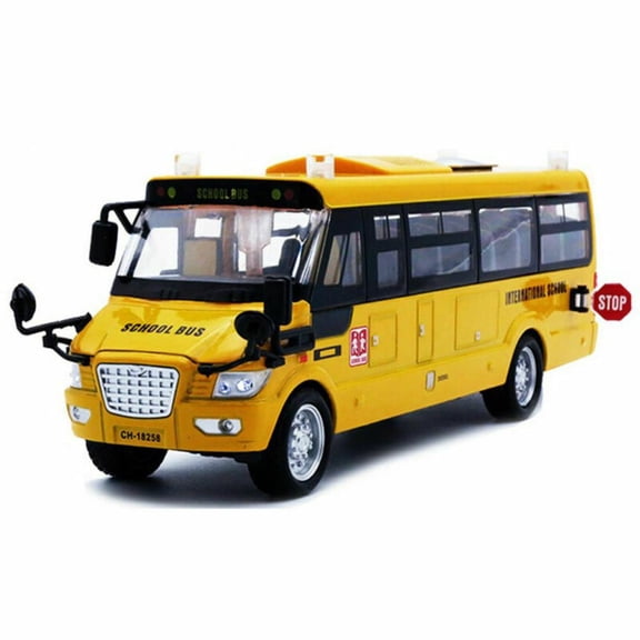 Diecast Metal car American School Bus Model Toy For Children With Openable Door/Music/Light/Pull Back Function model Present
