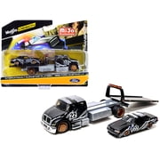 Diecast Models International DuraStar Flatbed Truck #22 and 1988 Ford Mustang LX #22 Matt Black with Gray Graphics "Toyo Tires" "Elite Transport" Series 1/64 by Maisto