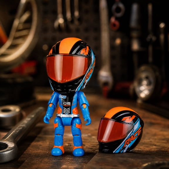Diecast Motorcycle Racer Figurine Removable Helmet Mini Racing Driver Doll Desk Decor Collectible Gift,Blue