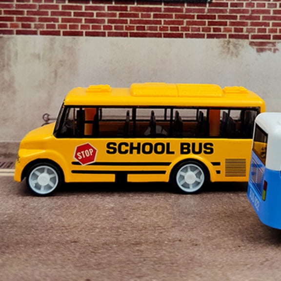 Diecast School Bus Toy Model, 3.7" Pull Back Alloy Vehicle for Collectors, Yellow Mini Bus Ornament for Desk Display and Holiday Gift