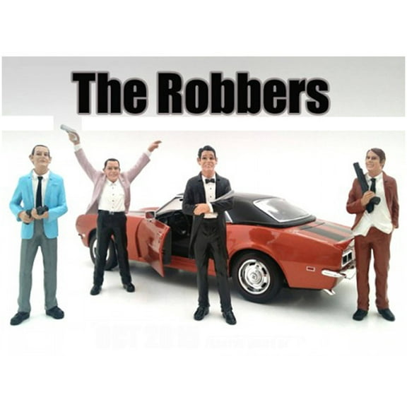 Diecast "The Robbers" 4 Piece Figure Set For 1:18 Scale Models by American Diorama