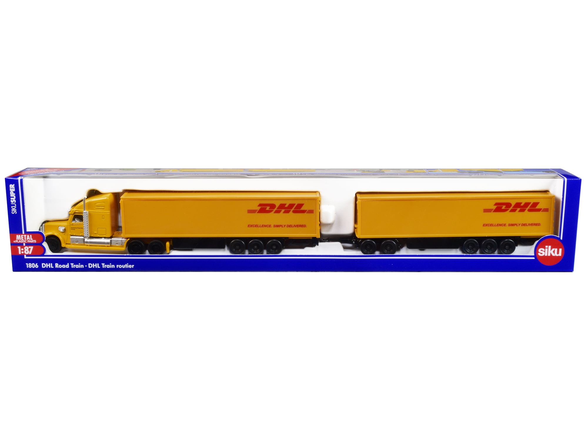 Diecast Truck with Double Pup Trailers "DHL Road Train" 1/87 (HO
