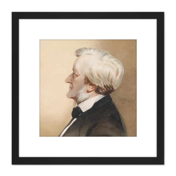 Diefenbach Portrait Composer Wilhelm Richard Wagner 8X8 Inch Square Wooden Framed Wall Art Print Picture with Mount