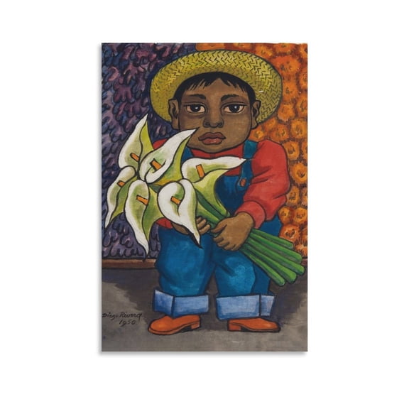 Diego Rivera 《Boy with Calla Lilies》 Wall Art Prints Paintings Canvas Poster Wall Art Picture Painting Poster Canvas Print Posters Artworks Bedroom Living Room Decor 12x18inch(30x45cm)