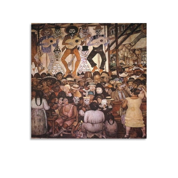 Diego Rivera 《Day Of The Dead Mural Painting》Wall Art Prints Poster Picture Print Canvas Poster Wall Paint Art Posters Decor Modern Home Artworks Gift 28x28inch(70x70cm)