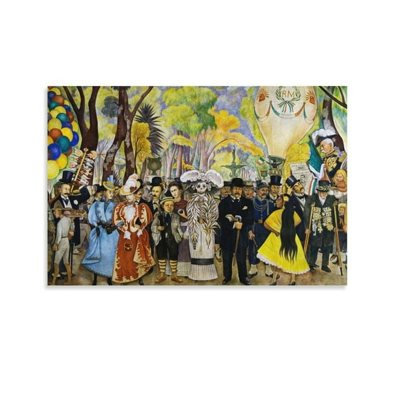Diego Rivera 《La Catrina》 Wall Art Prints Paintings Canvas Poster Wall Art Poster Gifts Bedroom Prints Home Decor Hanging Picture Canvas Painting Posters 12x18inch(30x45cm)