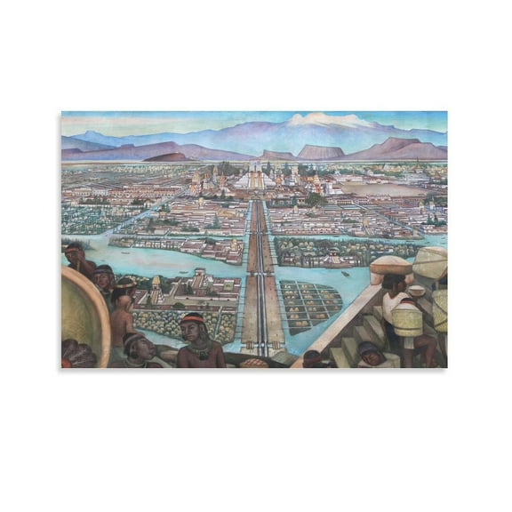 Diego Rivera 《Mural of The Aztec City of Tenochtitlan》 Wall Art Prints Canvas Poster Canvas Art Poster and Wall Art Picture Print Modern Family bedroom Decor Posters 08x12inch(20x30cm)