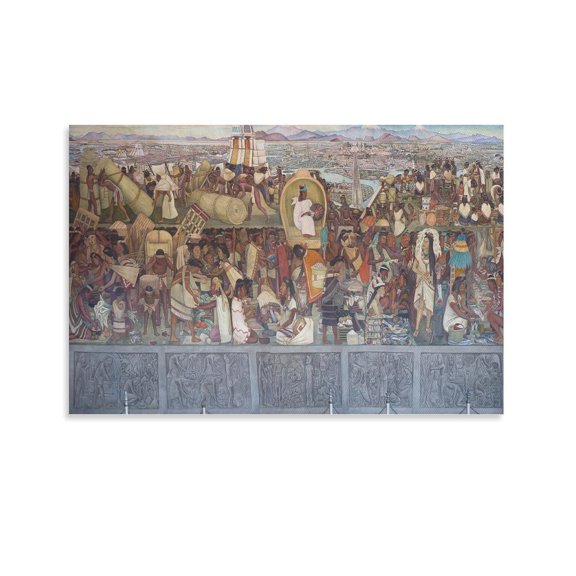 Diego Rivera Mural of The Aztec Market of Tlatelolco Prints Poster Wall Art Picture Painting Poster Canvas Print Posters Artworks Bedroom Living Room Decor 20x30inch(50x75cm)