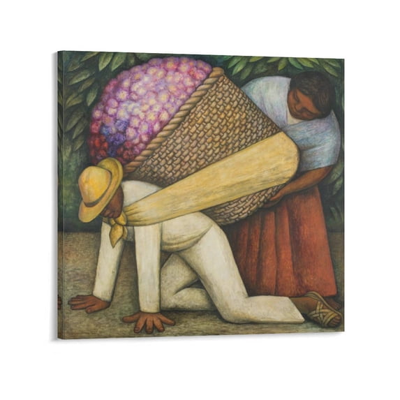 Diego Rivera 《The Flower Carrier》 Wall Art Prints Paintings Canvas Poster Posters Art Print Wall Photo Paint Poster Hanging Picture Family Bedroom Decor Gift 20x20inch(50x50cm)