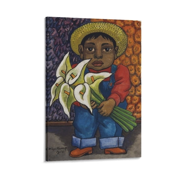 Diego Rivera 《The Flower Vendor, Boy with Lilies》 Wall Art Prints Canvas Poster Canvas Art Poster and Wall Art Picture Print Modern Family bedroom Decor Posters 08x12inch(20x30cm)