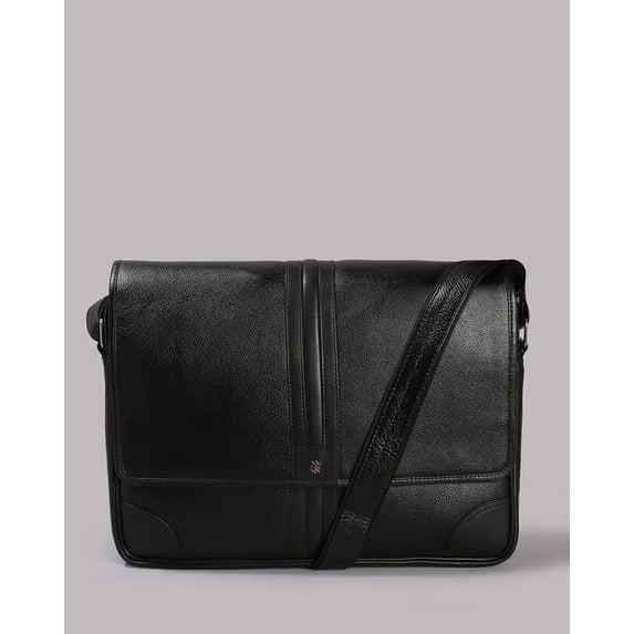 100% Genuine Leather Laptop Messenger Bag | Black - By Tortoise