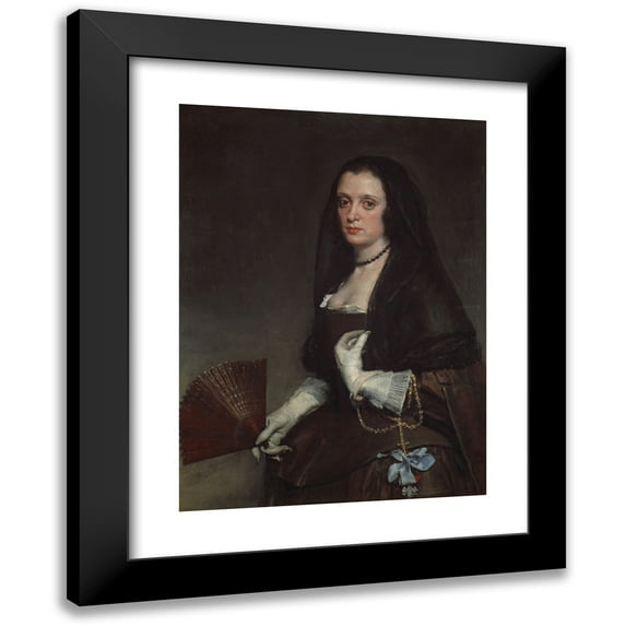 Diego Velázquez 19x24 Black Modern Framed Museum Art Print Titled - The Lady with a Fan (C. 1640)