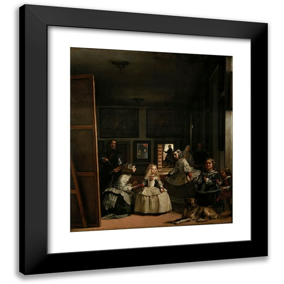 Diego Velázquez 20x22 Black Modern Framed Museum Art Print Titled - Las Meninas (1656)