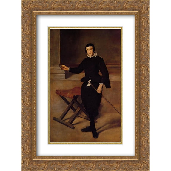 Diego Velazquez 2x Matted 18x24 Gold Ornate Framed Art Print 'The Buffoon Calabazas'