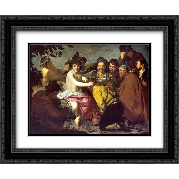Diego Velazquez 2x Matted 24x20 Black Ornate Framed Art Print 'The Drunkards'