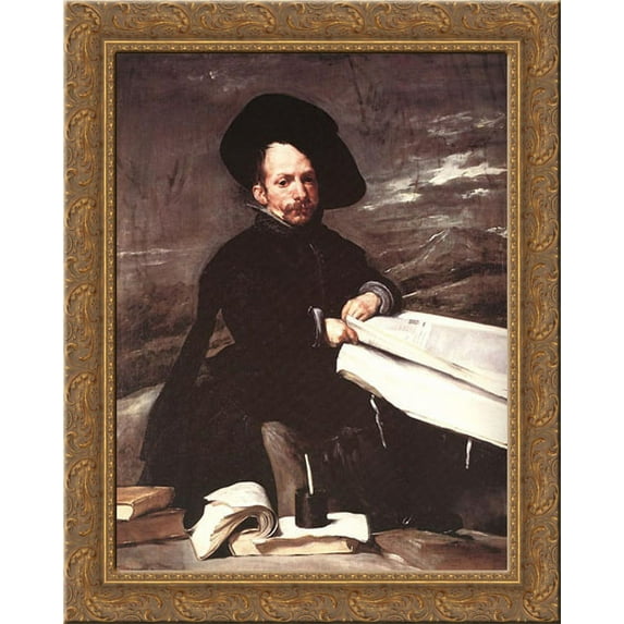 Diego de Acedo (El Primo) 20x24 Gold Ornate Wood Framed Canvas Art by Velazquez, Diego Rodriguez de Silva