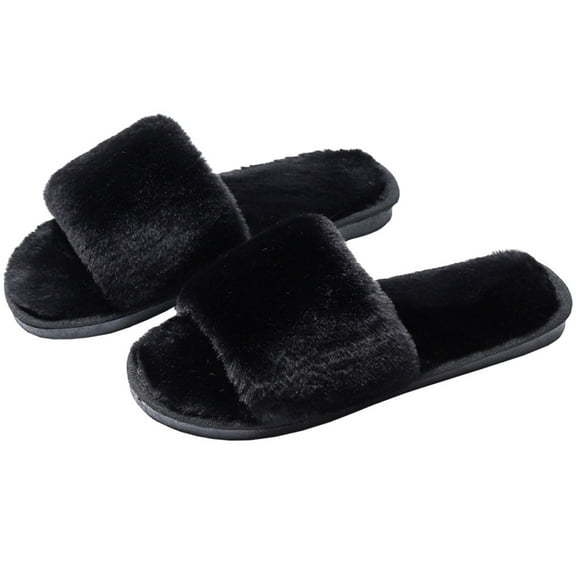 Diekin 1 Pair of Plush Slipper Anti-Slip Slippers Soft-Soled Household Slipper Floor Shoes Black Size 40-41 26.5CM, 9.5US, 7UK, 41EU, 10.4145Inch