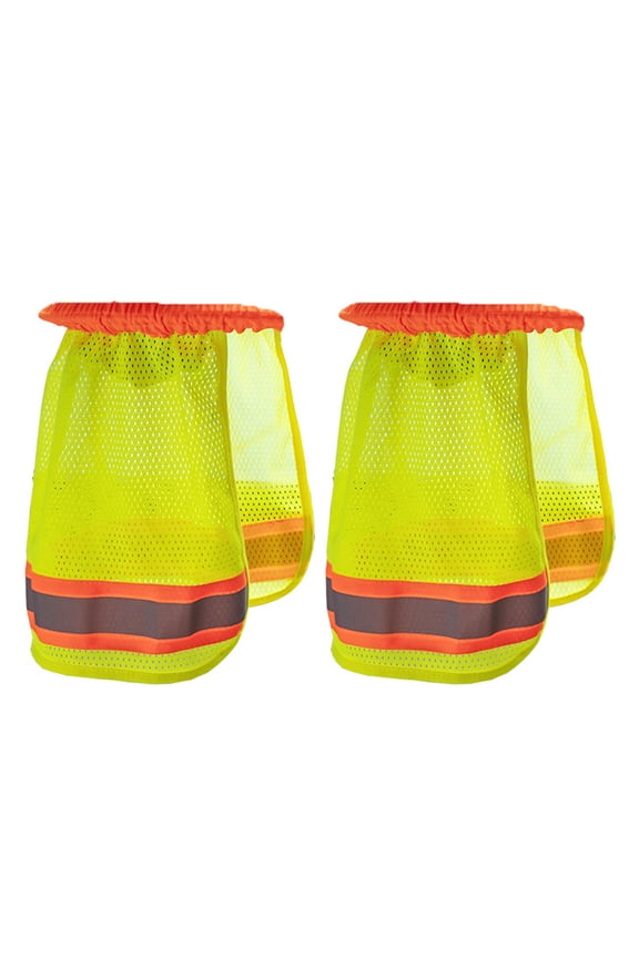 Diekin 2pcs Sun Shade Hat Cover Neck Shield High Visibility Mesh Sun Shade Protector with Reflective Stripe (Lemon Green)