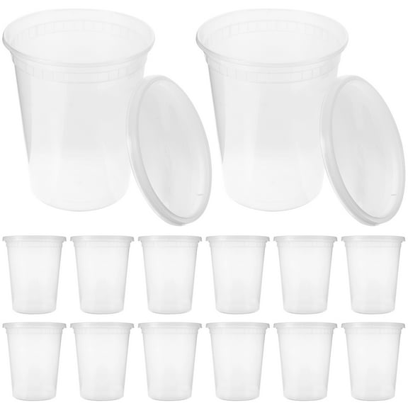 Diekin 30 Sets of Soup Container with Lid Disposable Food Container Takeout Food Container Lidded Food Cup