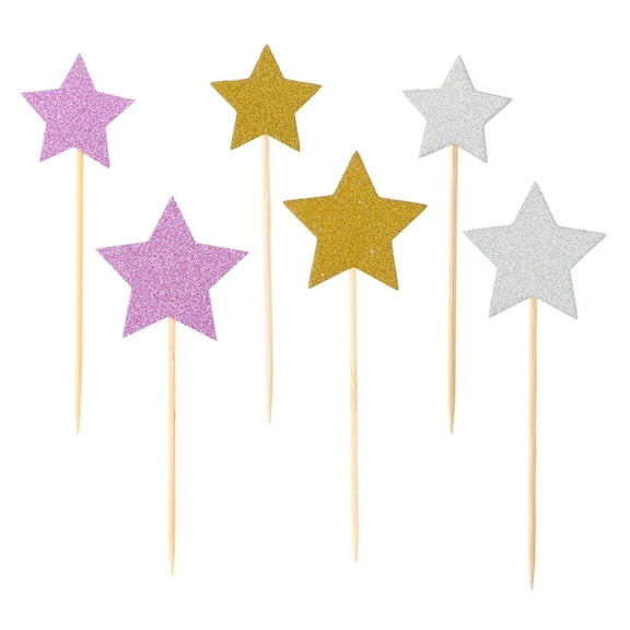 MLINS Lovely Star Cake Toppers for Decoration Reusable Paper Assorted Large and 8 Small Stars