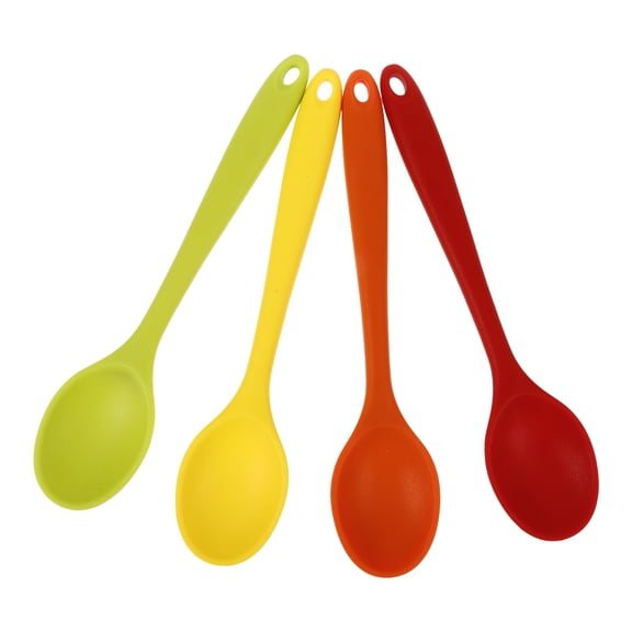 Diekin 4PCS Silicone Spoon Long Handle Spoon Mixing Spoon Stirring Spoon for Kitchen