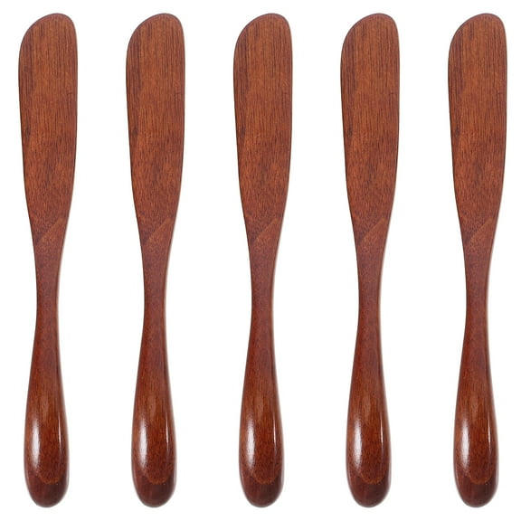 Diekin 5pcs Butter Spreader Knives Wooden Jam Spreader Cheese Spreader Bread Knives Wood Face Mask Stick For Sandwich Cream Cheese Condiment Knives Ice Cream Spoon Kitchen Baking