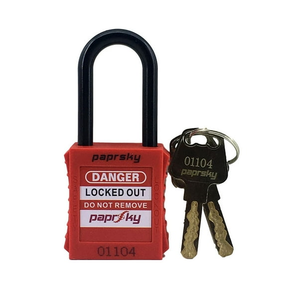 Dielectric Padlock Red locks PS-LOTO-PPNR-38 regular plastic short shackle pack of 10