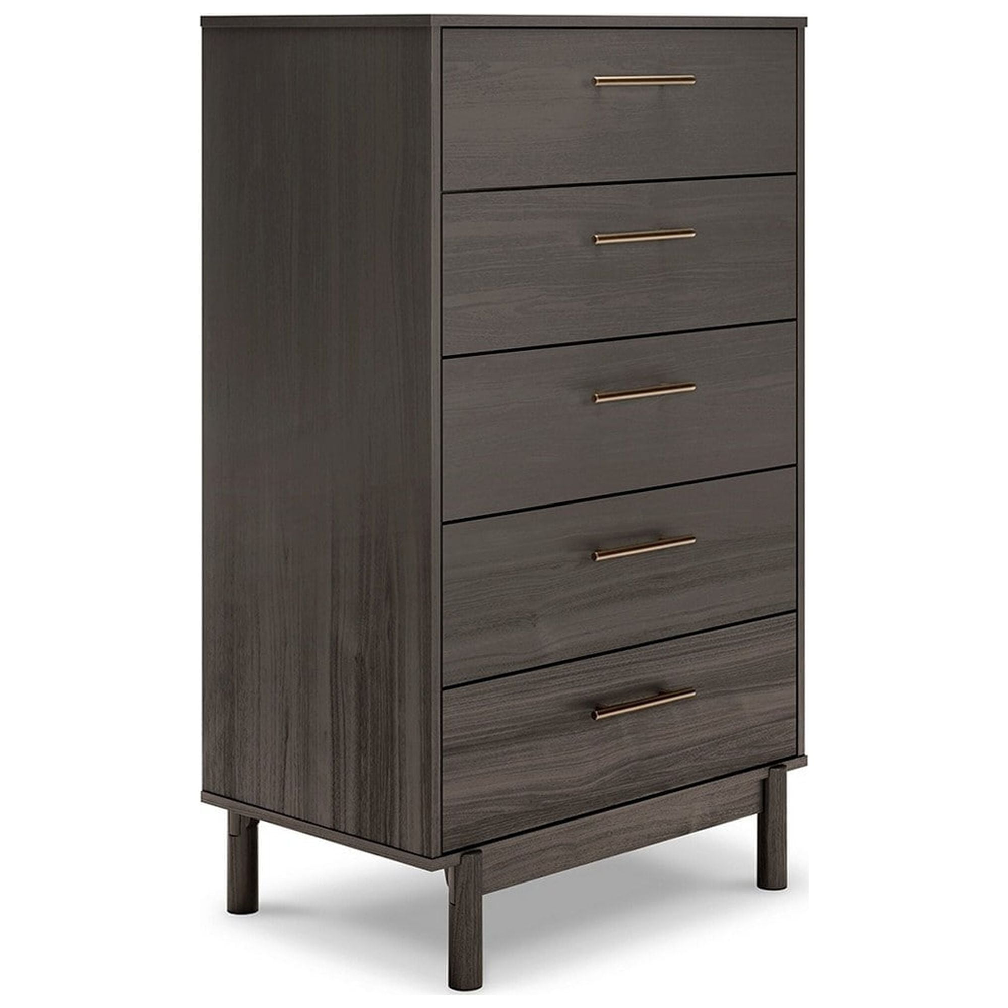 Dien 50 Inch Modern 5 Drawer Tall Dresser Chest, Gray, Gold Metal ...