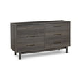 thumbnail image 1 of Dien 59 Inch Modern Dresser Gray Wood Frame 6 Drawers Gold Metal Handles - Saltoro Sherpi, 1 of 5