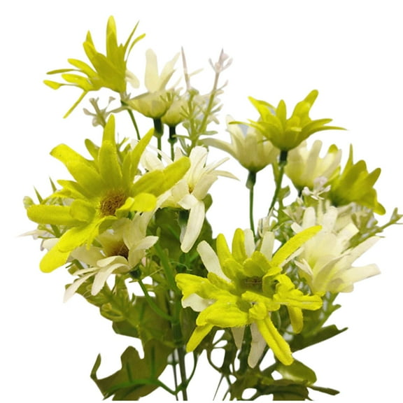Dienrx 2 Bundles Artificial Outdoor Flowers, Fake Green Daisy Shrubs for Garden Porch, Uv Resistant Faux Plants for Window Box, Spring Summer Home Decor, Plastic Greenery Bushes