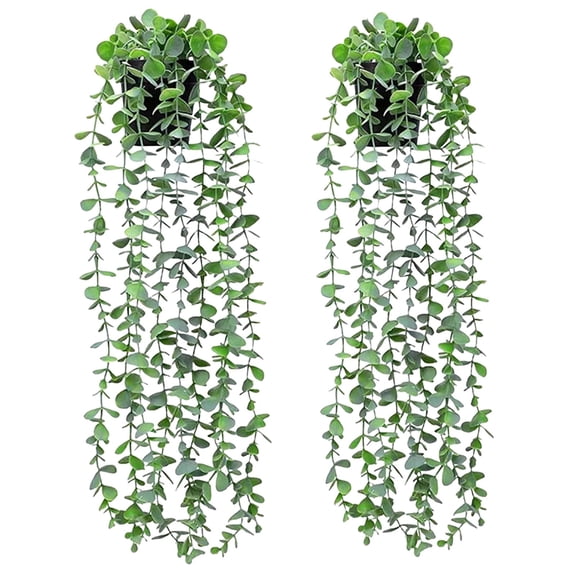 Dienrx 2 Pack Artificial Trailing Vine Hanging Potted Plants, Simulated Greenery Decor For Wall, Balcony And Outdoor Landscape Layout